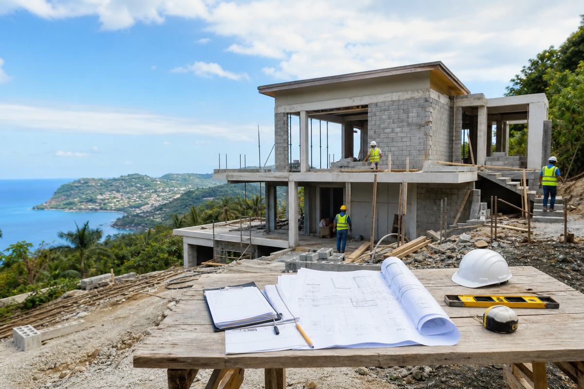 Realistic placeholder photo of an office rehabilitation and boundary works project